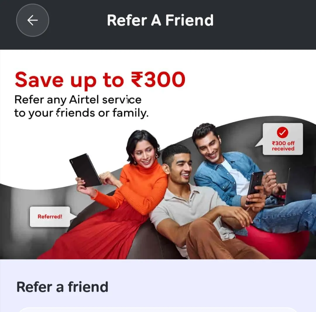 Airtel Xstream Fiber refer and earn